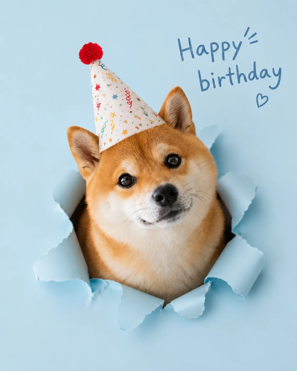 Birthday Star Peeking Out in a festive pet birthday scene with party details and warm celebration mood