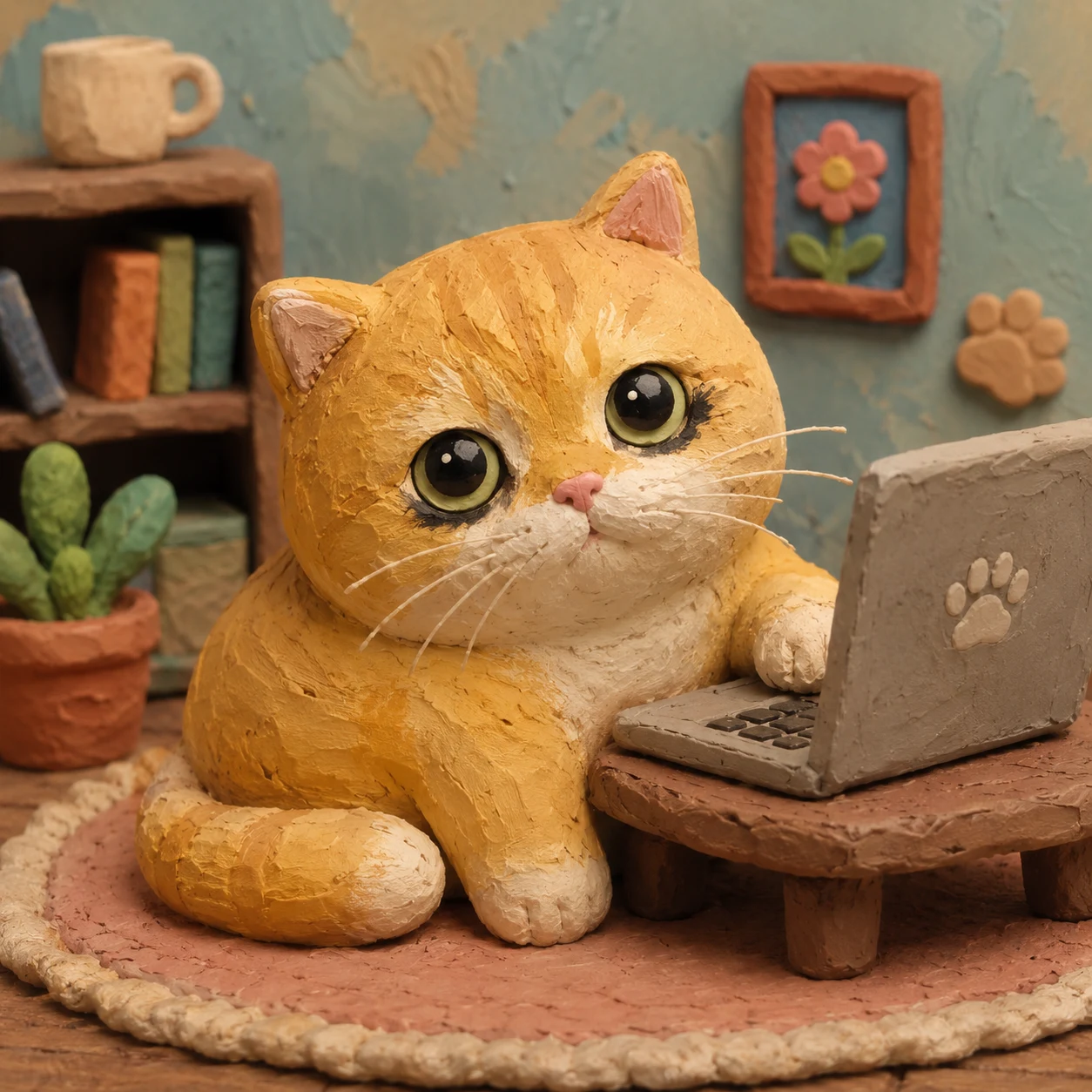 Handmade Clay Style as a cute 3D pet figure with toy-like texture and collectible charm