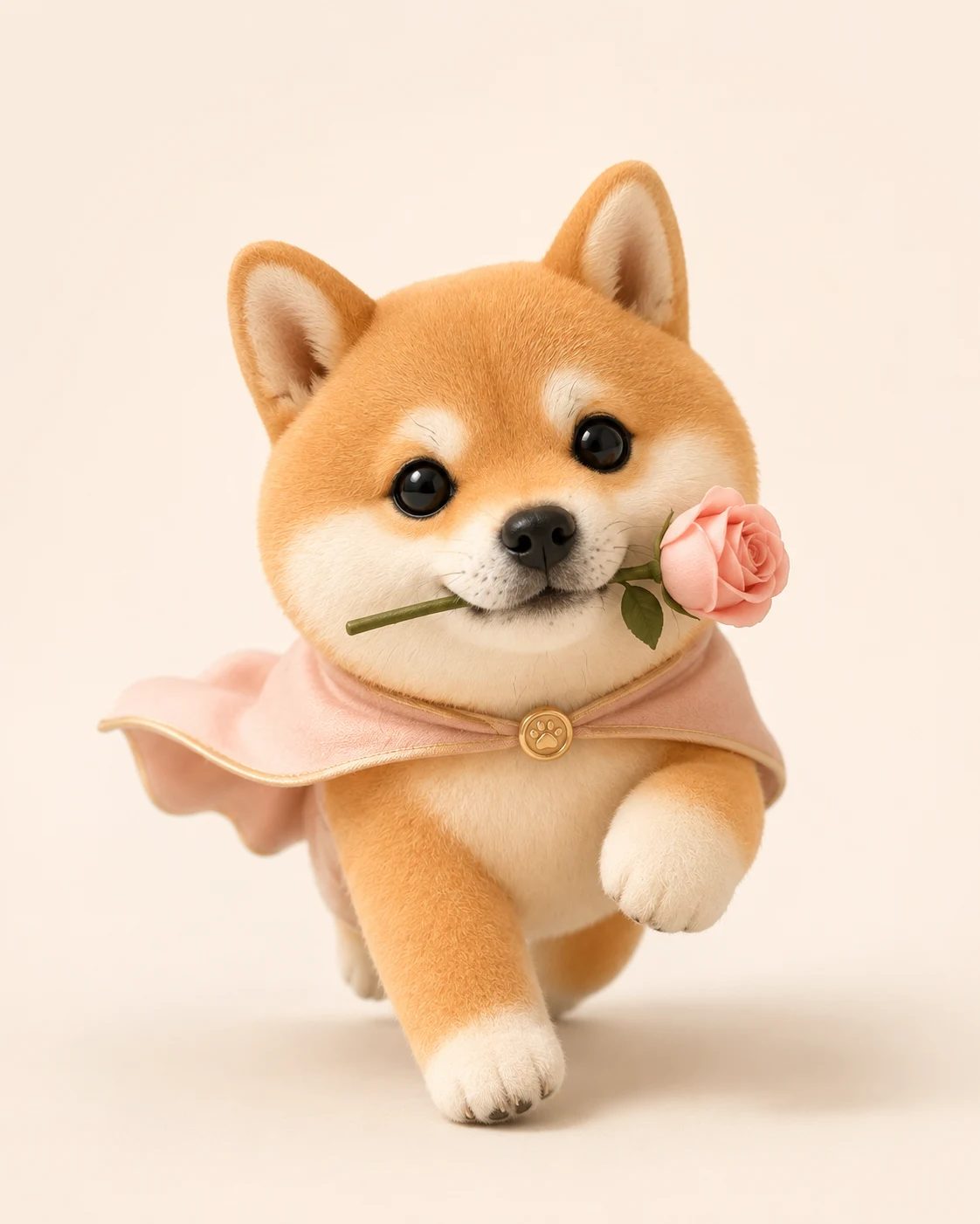 Running to You with a Rose as a cute 3D pet figure with toy-like texture and collectible charm