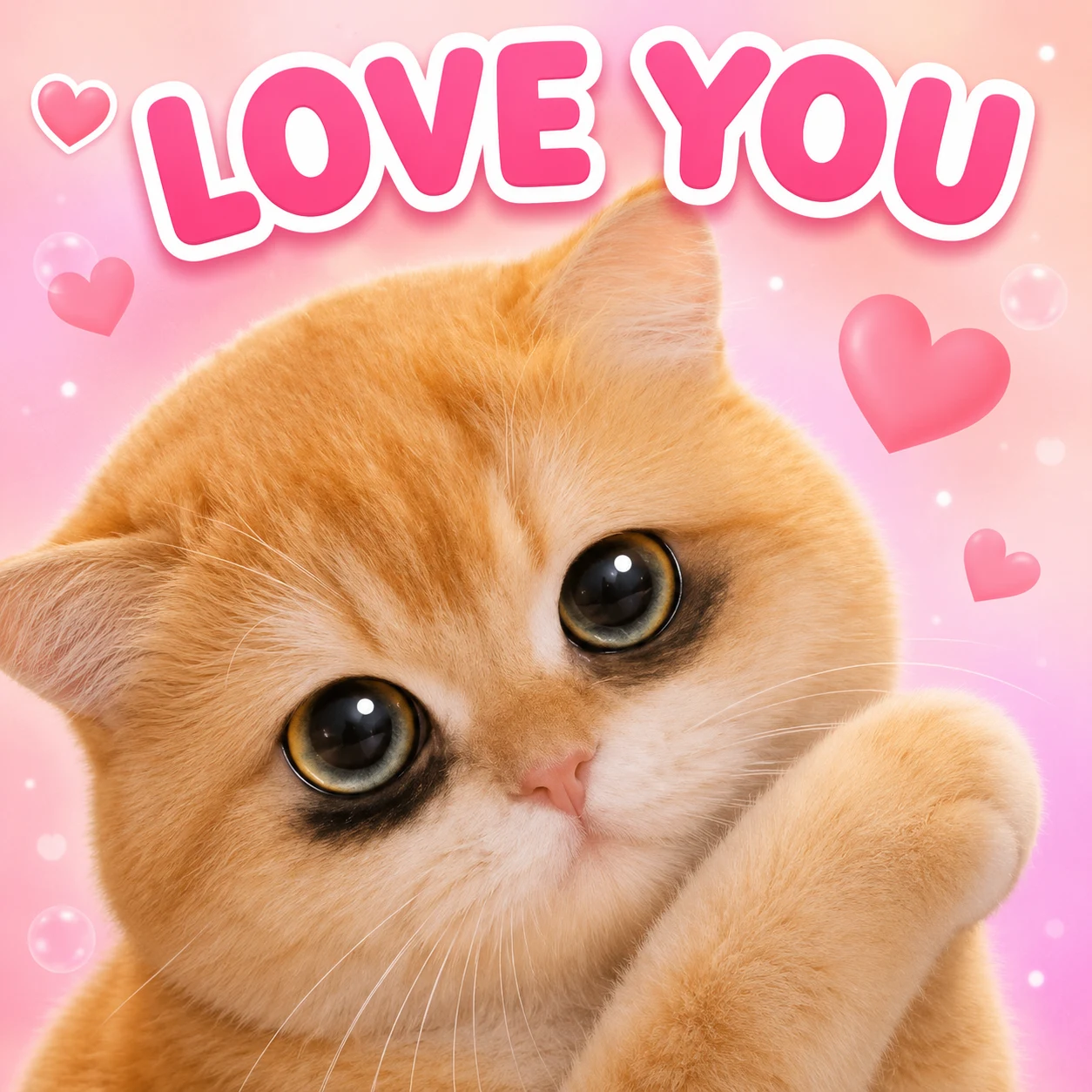 Love you cat sticker with a sweet expression for social chat reactions