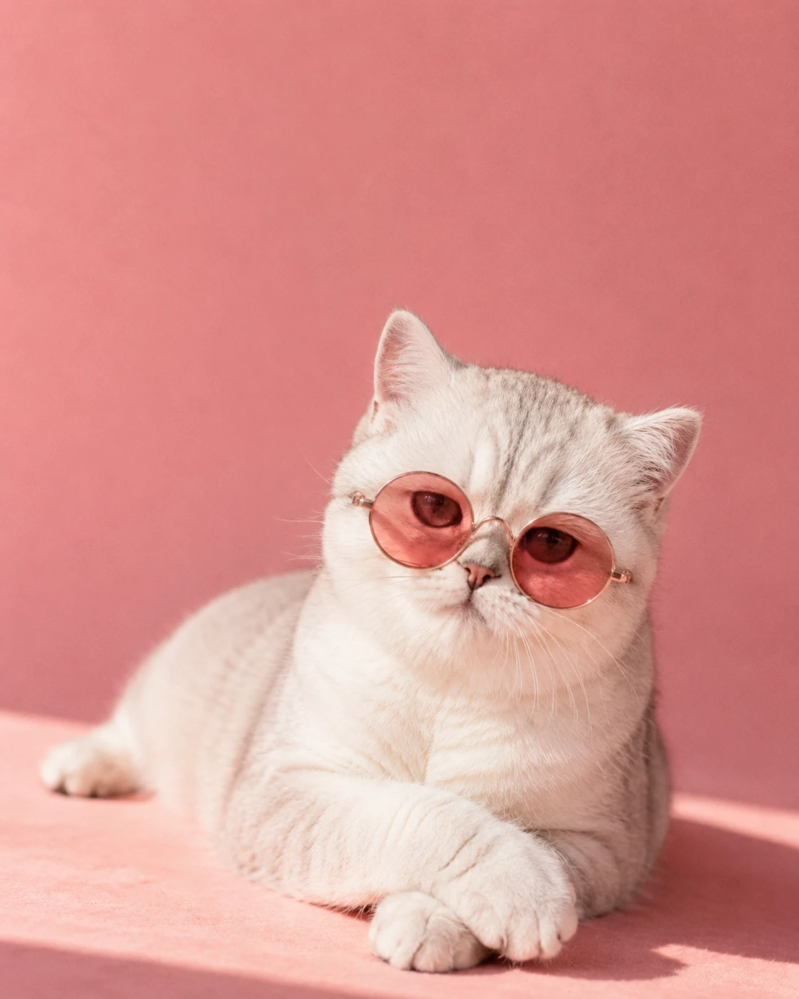 Pink Summer Fashion Cat as a polished pet portrait with studio lighting and shareable photo styling