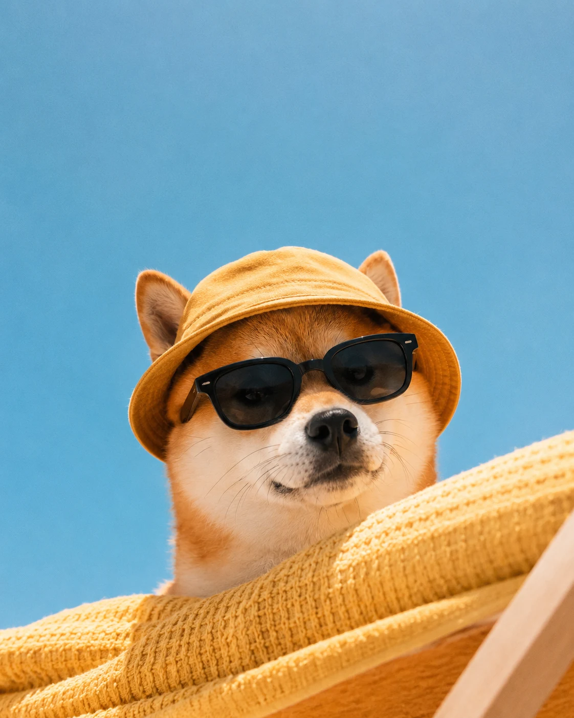 Summer Streetwear Shiba as a polished pet portrait with studio lighting and shareable photo styling