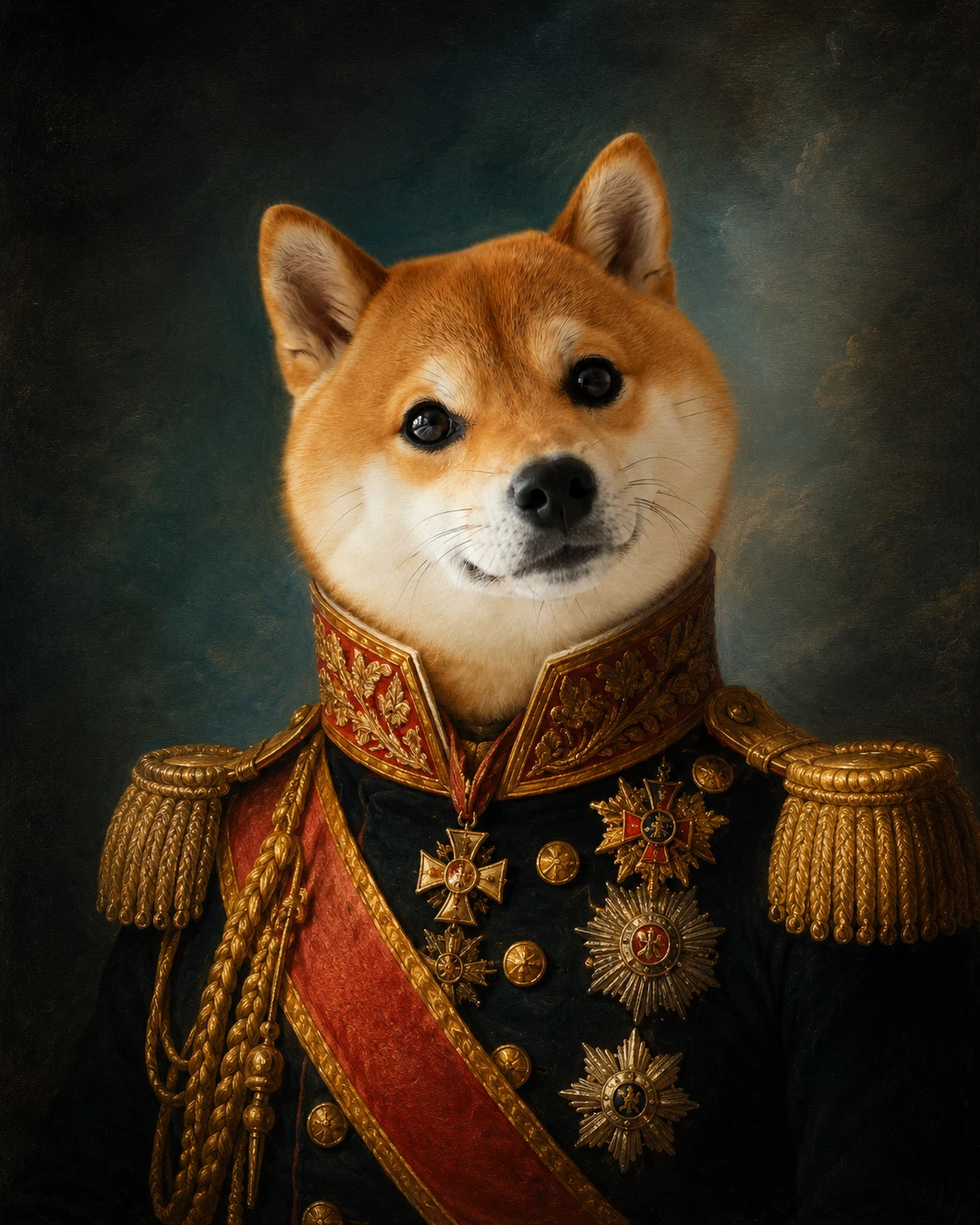 Noble Shiba Officer as a polished pet portrait with studio lighting and shareable photo styling